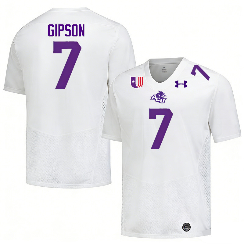 Abilene Christian Wildcats #7 Javon Gipson College Football Jerseys,Uniforms Stitched-White Abilene Christian Wildcats #7 Javon Gipson College Football Jerseys,Uniforms Stitched-White
